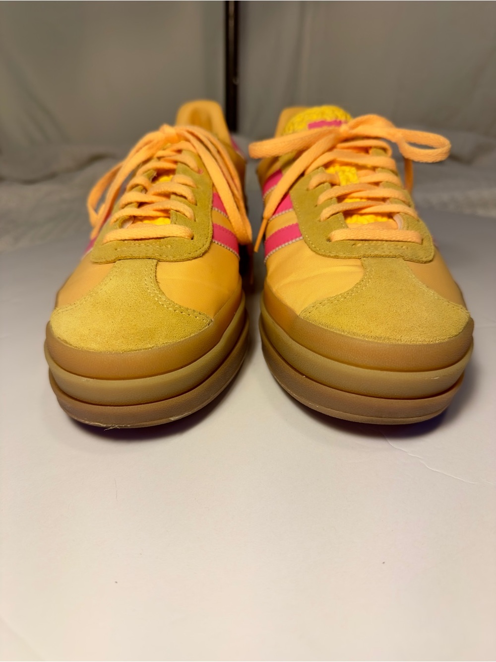 adidas Gazelle Bold Spark Lucid Pink Yellow Gum Platform Sneakers 8.5 IG4387 - Picture 4 of 11